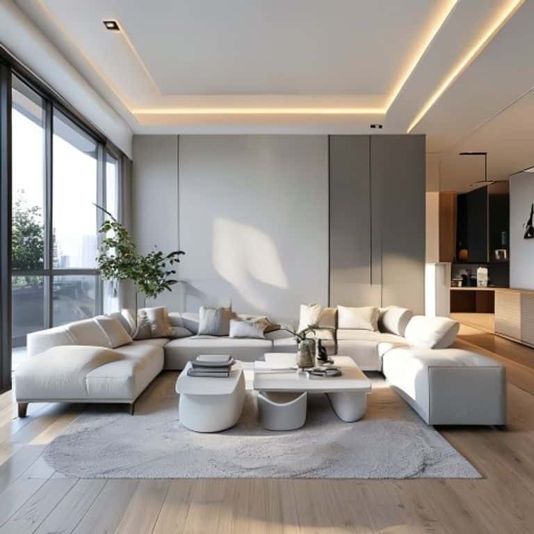 A bright, spotless modern living room after cleaning